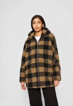 URBAN CLASSICS Check Sherpa - Winterjas - Softtaupe/Black