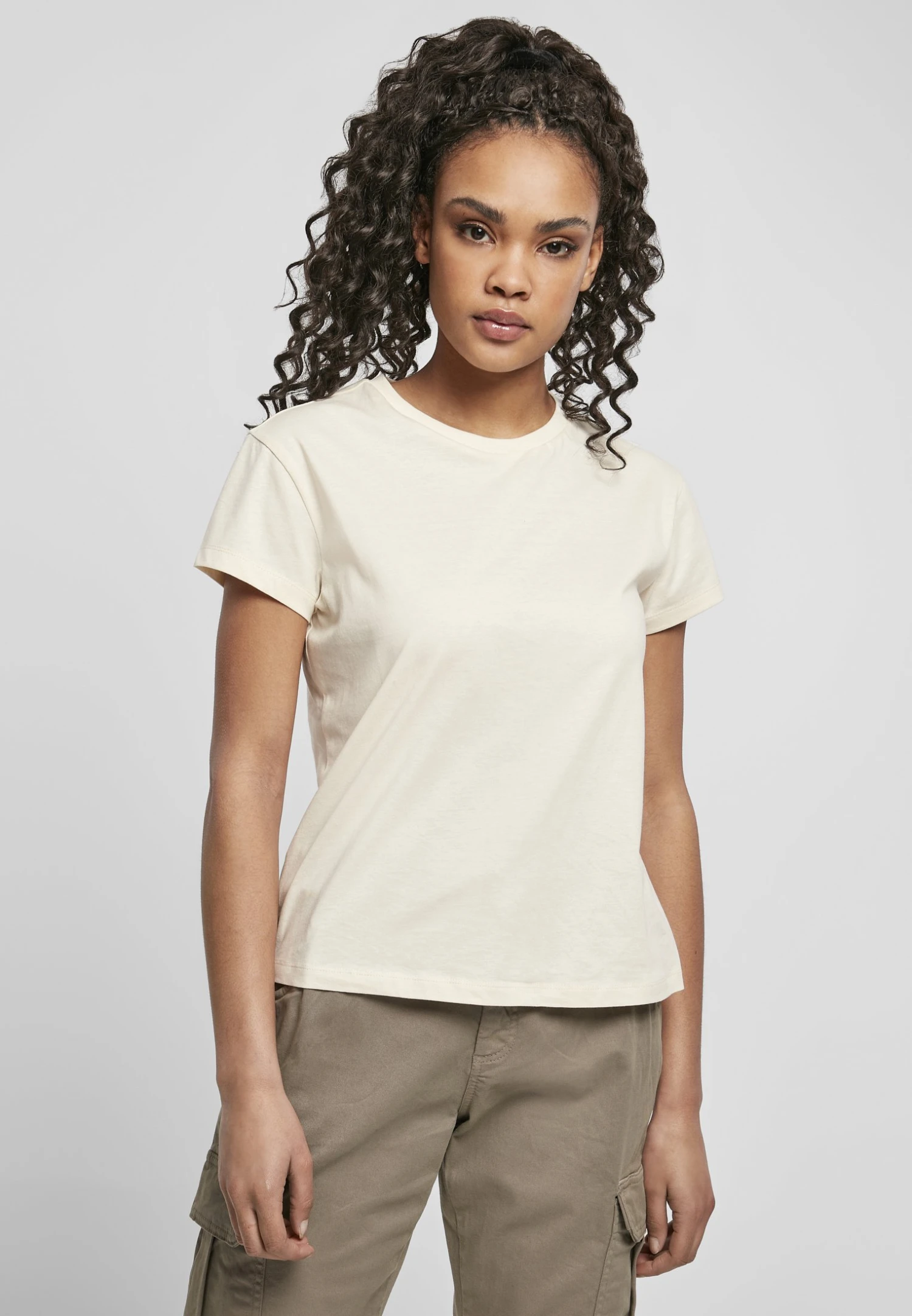 URBAN CLASSICS Ladies Basic Box Tee - T-Shirt Basic - Whitesand 3 URBAN CLASSICS Ladies Basic Box Tee - T-Shirt Basic - Whitesand
