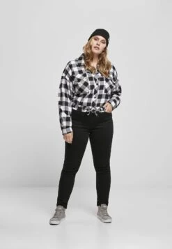 URBAN CLASSICS Overhemdblouse - Black/White -Urban Classics 6624ee058f954ef094275a8886bbcdfd