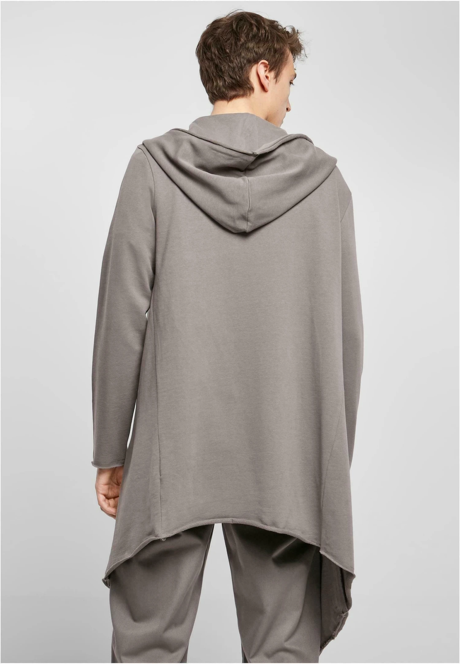 URBAN CLASSICS Long Hooded Open Edge Cardigan - Vest - Grey 5 URBAN CLASSICS Long Hooded Open Edge Cardigan - Vest - Grey - Afbeelding 3