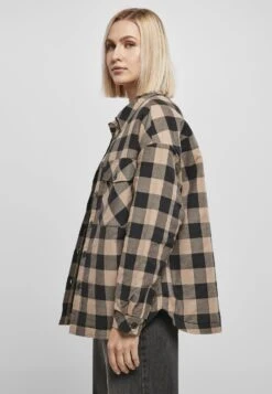 URBAN CLASSICS Langarm - Overhemdblouse - Black Softtaupe -Urban Classics 6a0e9964299440c9b6525b62f47df8a1