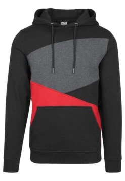 URBAN CLASSICS Zig Zag - Hoodie - Black/Grey/Red -Urban Classics 6a1a508b3f684b2d9175d6ca045c8b2f