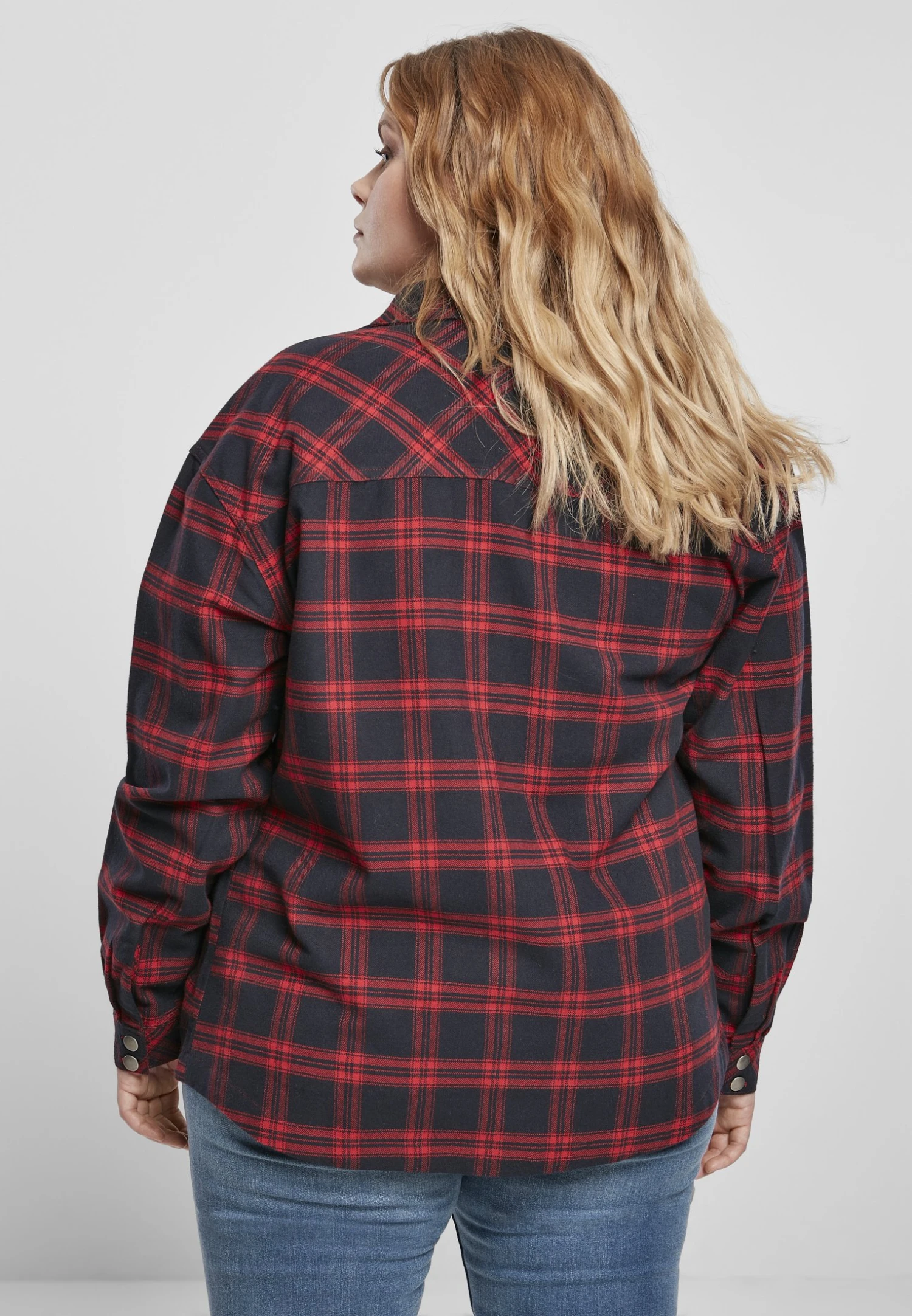 URBAN CLASSICS Oversized- Overhemdblouse - Midnightnavy/Red 8 URBAN CLASSICS Oversized- Overhemdblouse - Midnightnavy/Red - Afbeelding 6