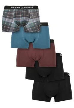 URBAN CLASSICS 5 Pack - Onderbroeken - Plaidaop Jasper Cherry+Blk+Blk