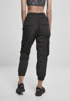 URBAN CLASSICS Ladies High Waist Crinkle Nylon Cargo Pants - Trainingsbroek - Black -Urban Classics 6b535d4b81454ae998c9a99efe0e4c40