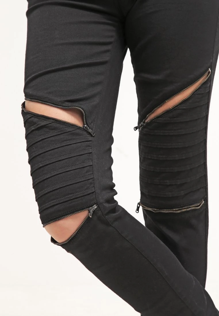 URBAN CLASSICS Ladies Stretch Biker Pants - Slim Fit Jeans - Black 7 URBAN CLASSICS Ladies Stretch Biker Pants - Slim Fit Jeans - Black - Afbeelding 5