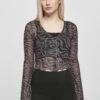 URBAN CLASSICS Ladies Cropped Mesh Cardigan - Vest - Asphalt Black