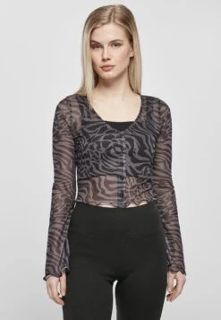 URBAN CLASSICS Ladies Cropped Mesh Cardigan - Vest - Asphalt Black