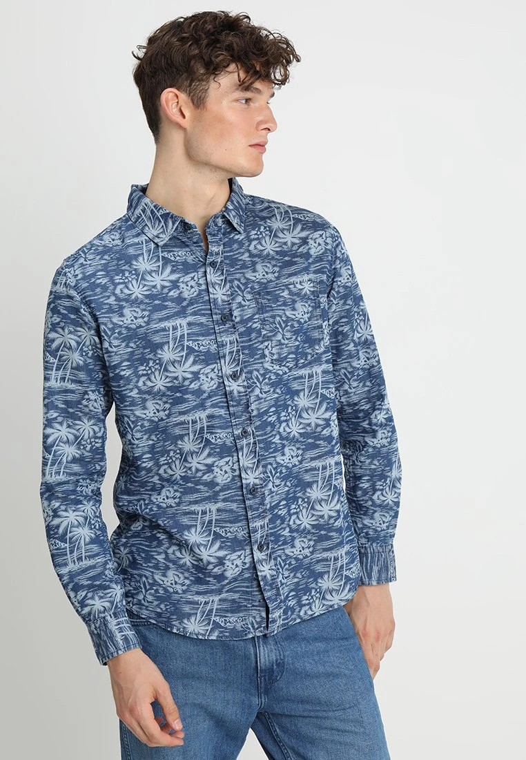 URBAN CLASSICS Printed Palm - Overhemd - Light Blue Wash 3 URBAN CLASSICS Printed Palm - Overhemd - Light Blue Wash