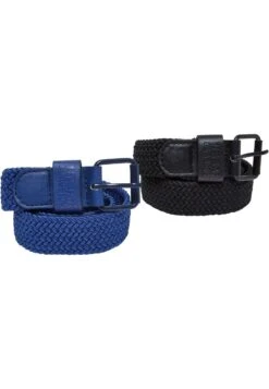 URBAN CLASSICS 2 Pack Unisex - Gevlochten Riem - Black Spaceblue