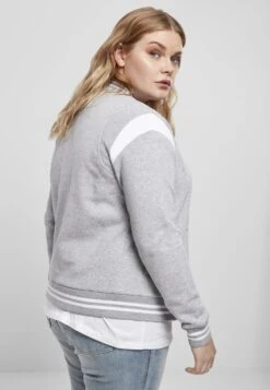 URBAN CLASSICS Sweater Met Rits - Grey White -Urban Classics 7f1a102a1cd94c74b7ea0fdf48d416f3
