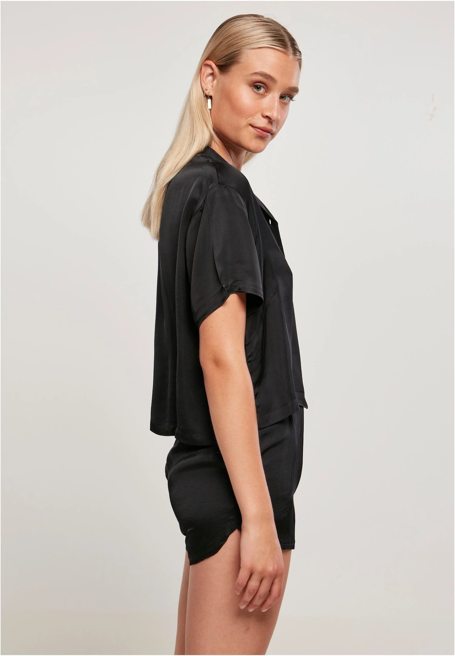 URBAN CLASSICS Overhemdblouse - Black 6 URBAN CLASSICS Overhemdblouse - Black - Afbeelding 4