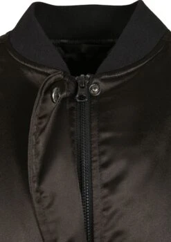URBAN CLASSICS Ladies Short Oversized Satin Bomber Jacket - Bomberjacks - Black -Urban Classics 82f1c9b681ec4be38dc3d7aa985ed7db