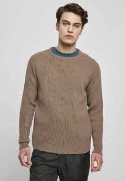 URBAN CLASSICS Ribbed Raglan Sweater - Trui - Darkkhaki