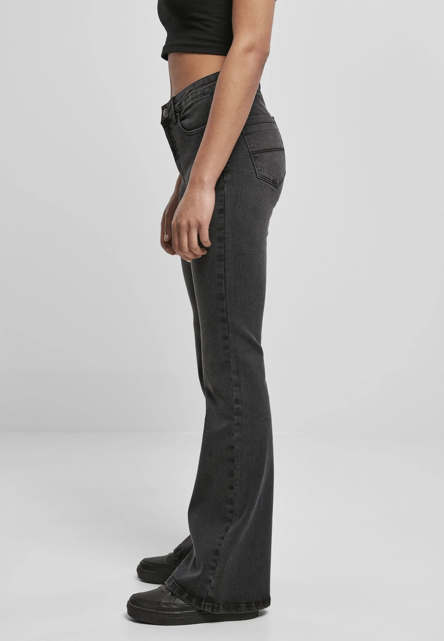 URBAN CLASSICS High Waist - Flared Jeans - Black Washed 6 URBAN CLASSICS High Waist - Flared Jeans - Black Washed - Afbeelding 4