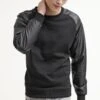 URBAN CLASSICS Raglan Leather Imitation Crew - Sweater - Black -Urban Classics 86baa6eef1304b27810d6504a87ec634