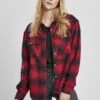 URBAN CLASSICS Ladies Check Overshirt - Overhemdblouse - Darkblue/Red -Urban Classics 87e22a5317534cd6ac7cca423a6ceed3
