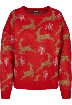 URBAN CLASSICS Oversized Christmas - Trui - Red/Gold -Urban Classics 8adfe1bb7b894571b5a795490f13c173