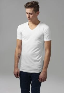 URBAN CLASSICS V Neck- T-Shirt Basic - White