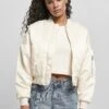 URBAN CLASSICS Ladies Short Oversized Satin Bomber Jacket - Bomberjacks - Whitesand -Urban Classics 8c9fffdf29044f93b1744bca0b9034c2