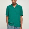 URBAN CLASSICS Viscose Camp Shirt - Overhemd - Green -Urban Classics 915272844af24a1491e8874719b5fb19