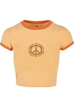URBAN CLASSICS Stretch- T-Shirt Print - Paleorange Vintageorange
