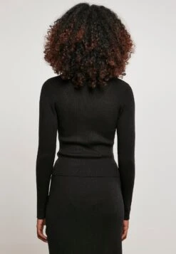 URBAN CLASSICS Ladies Short Rib Knit Cardigan - Vest - Black -Urban Classics 9bdca636115148a1a98801e0a51dc97e