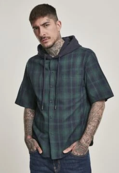 URBAN CLASSICS Hooded Short Sleeve Shirt - Overhemd - Navy