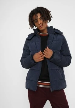 URBAN CLASSICS Hooded Puffer Jacket - Winterjas - Navy