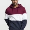 URBAN CLASSICS 3-Tone Hoody - Hoodie - Dark Red