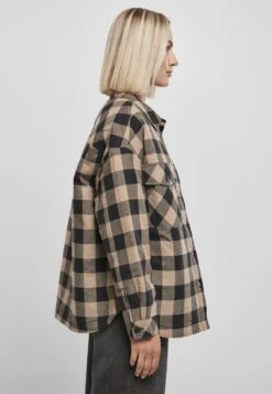 URBAN CLASSICS Langarm - Overhemdblouse - Black Softtaupe -Urban Classics a19f3e4d381e410891849f60a9be5ec8