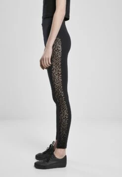 URBAN CLASSICS Flock Lace Stripe - Legging - Black -Urban Classics a30968444f834e2d9607d104a1fbe6da