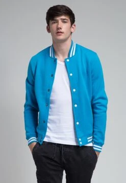 URBAN CLASSICS College Sweatjacket - Sweater Met Rits - Turquoise