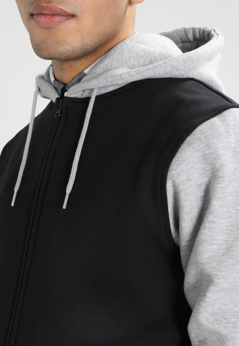 URBAN CLASSICS 2-Tone Zip Hoody - Sweater Met Rits - Black/Grey 6 URBAN CLASSICS 2-Tone Zip Hoody - Sweater Met Rits - Black/Grey - Afbeelding 4