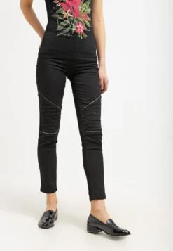 URBAN CLASSICS Ladies Stretch Biker Pants - Slim Fit Jeans - Black
