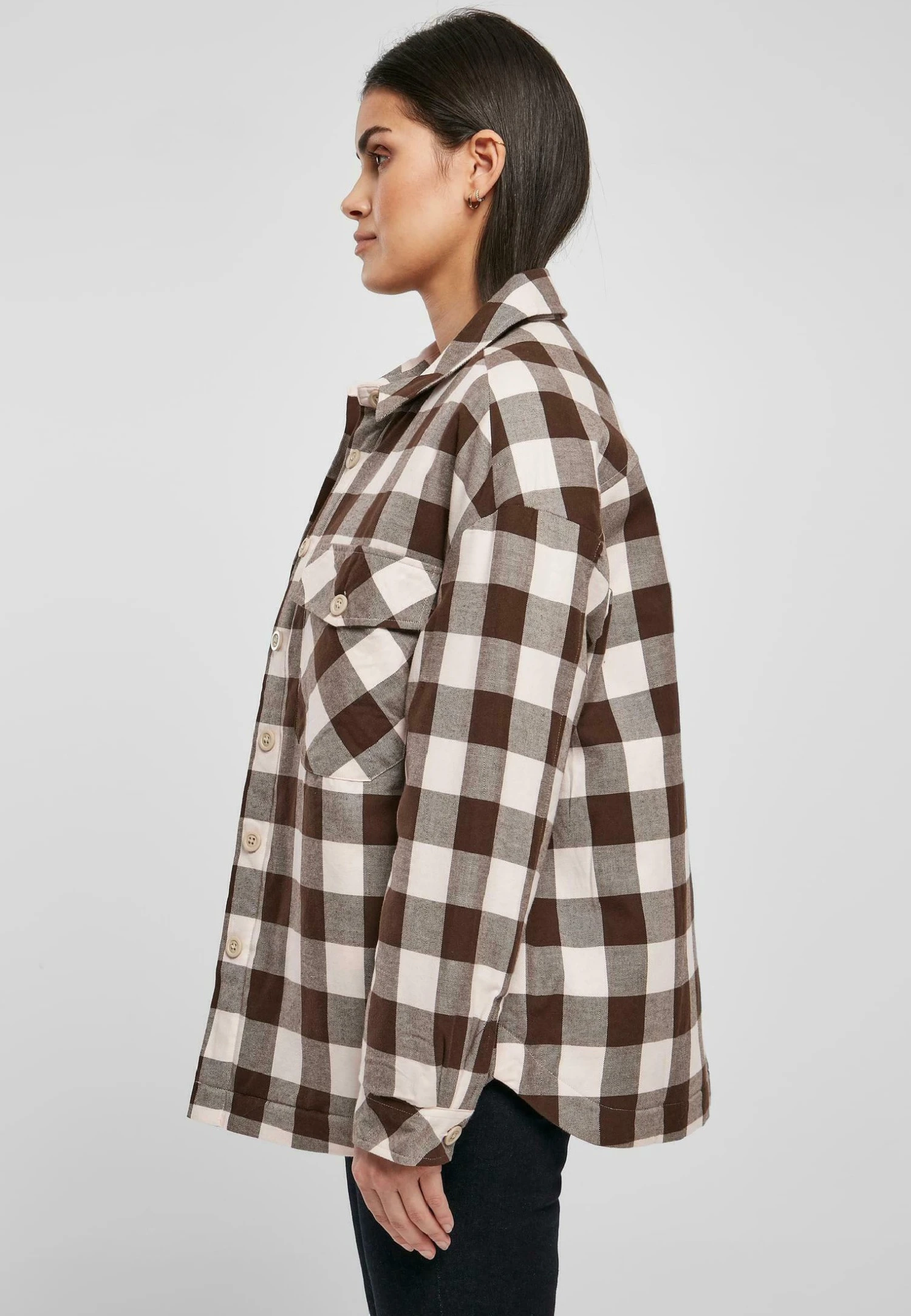 URBAN CLASSICS Langarm - Overhemdblouse - Pink Brown 6 URBAN CLASSICS Langarm - Overhemdblouse - Pink Brown - Afbeelding 4