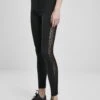 URBAN CLASSICS Flock Lace Stripe - Legging - Black -Urban Classics abec827632eb45c998a3d11365d65ff5