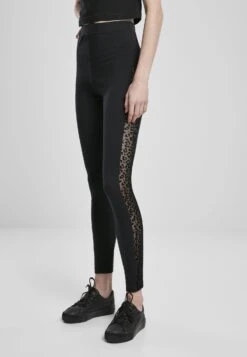 URBAN CLASSICS Flock Lace Stripe - Legging - Black