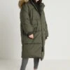 Ladies Oversize Puffer Coat - Winterjas - Darkolive/Beige -Urban Classics afd9150fcfce4bdaa42c88587db36f32