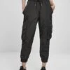 URBAN CLASSICS Ladies High Waist Crinkle Nylon Cargo Pants - Trainingsbroek - Black