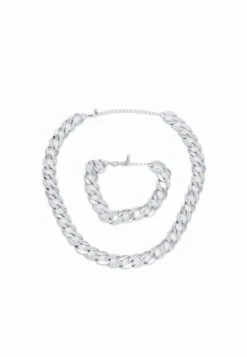 URBAN CLASSICS Basic Necklace And Bracelet Set - Ketting - Silver-Coloured