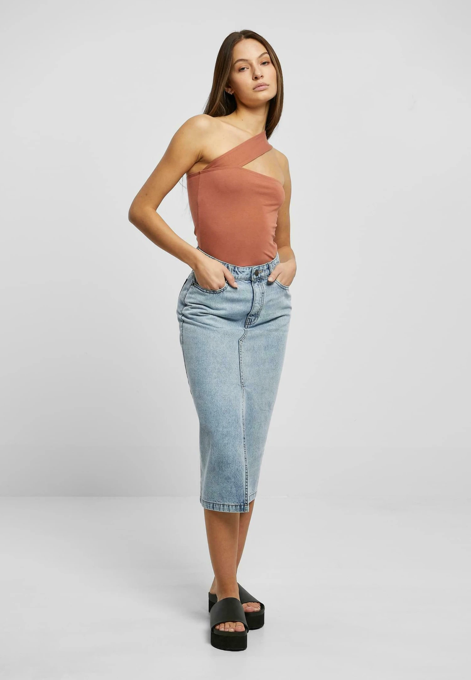 URBAN CLASSICS Kokerrok - Tinted Lightblue Washed 4 URBAN CLASSICS Kokerrok - Tinted Lightblue Washed - Afbeelding 2