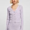 URBAN CLASSICS Ladies Short Rib Knit Cardigan - Vest - Lilac