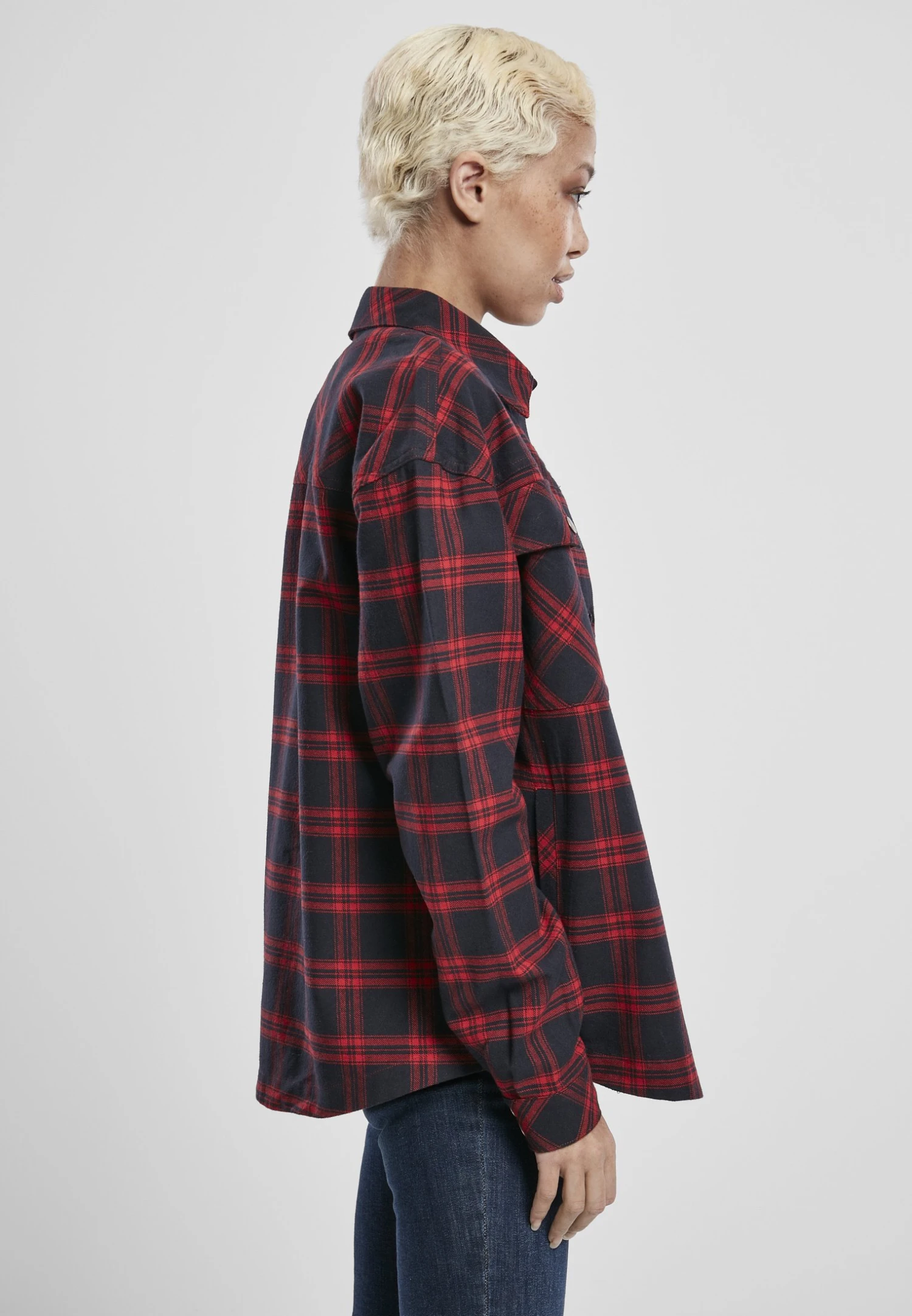 URBAN CLASSICS Oversized- Overhemdblouse - Midnightnavy/Red 10 URBAN CLASSICS Oversized- Overhemdblouse - Midnightnavy/Red - Afbeelding 8