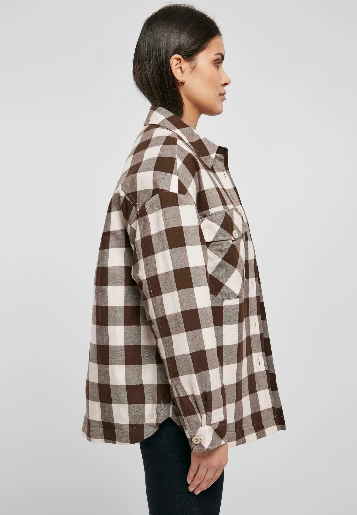 URBAN CLASSICS Langarm - Overhemdblouse - Pink Brown 7 URBAN CLASSICS Langarm - Overhemdblouse - Pink Brown - Afbeelding 5