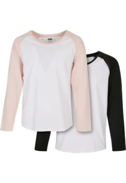 URBAN CLASSICS Kinder- Longsleeve - White Pink+White Black
