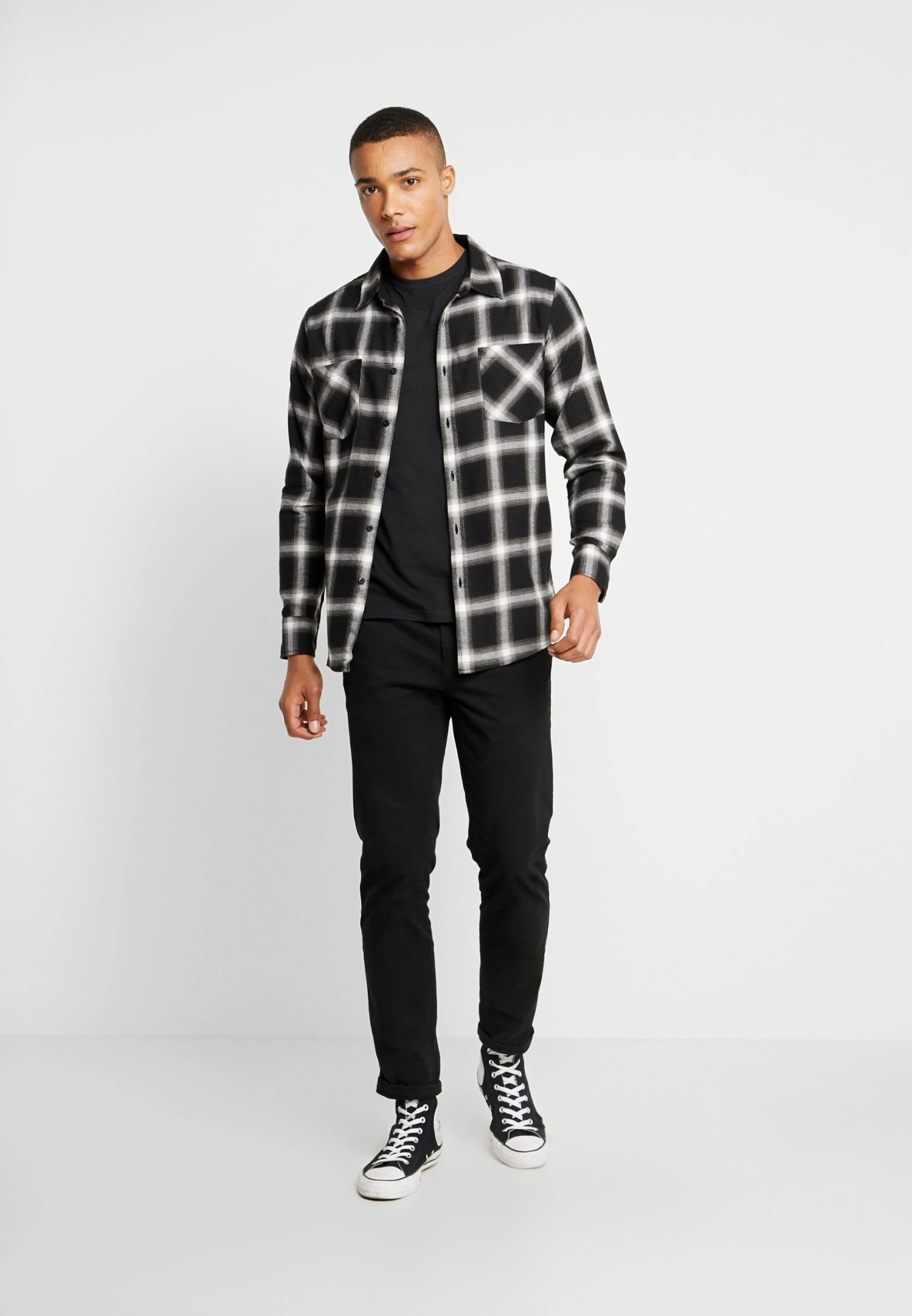 URBAN CLASSICS Checked Flanell Shirt 6 - Overhemd - Black/White 4 URBAN CLASSICS Checked Flanell Shirt 6 - Overhemd - Black/White - Afbeelding 2