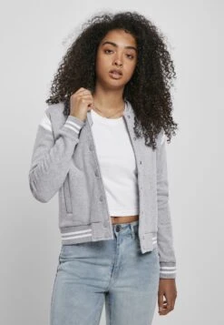 URBAN CLASSICS Sweater Met Rits - Grey White