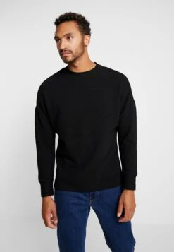 URBAN CLASSICS Cut On Sleeve Naps Interlock Crew - Sweater - Black