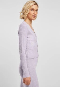 URBAN CLASSICS Ladies Short Rib Knit Cardigan - Vest - Lilac -Urban Classics c30471ec08f049c299f35a21d4eca051